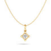 Beaded Edge Diamond Solitaire Pendant - 18Kt Gold vermeil